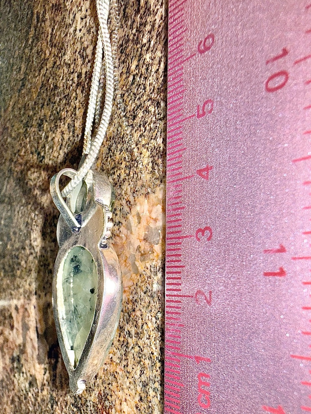 Moss Prehnite Southwest Styled Silver Artisan Necklace 17” (Mint to Olive Green) - Picture 5 of 7